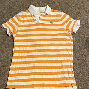 Orange and White Striped Polo Shirt